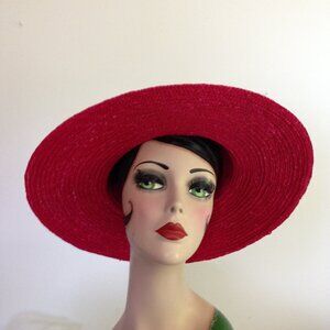 Lady's New  Red Straw Summer Hat